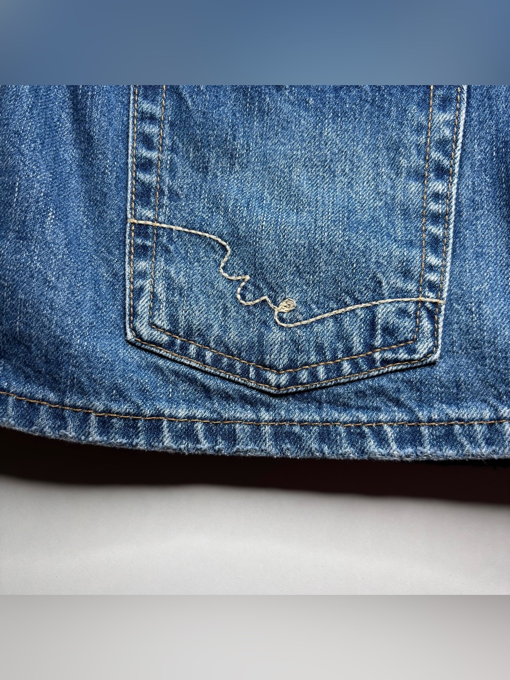 FREE PEOPLE WE THE FREE DENIM MICRO MINI SKORT SKIRT BLUE SIZE 24 - Picture 7 of 11